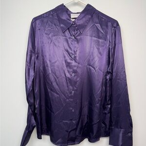 Jaclyn Smith Classic Purple Satin Blouse